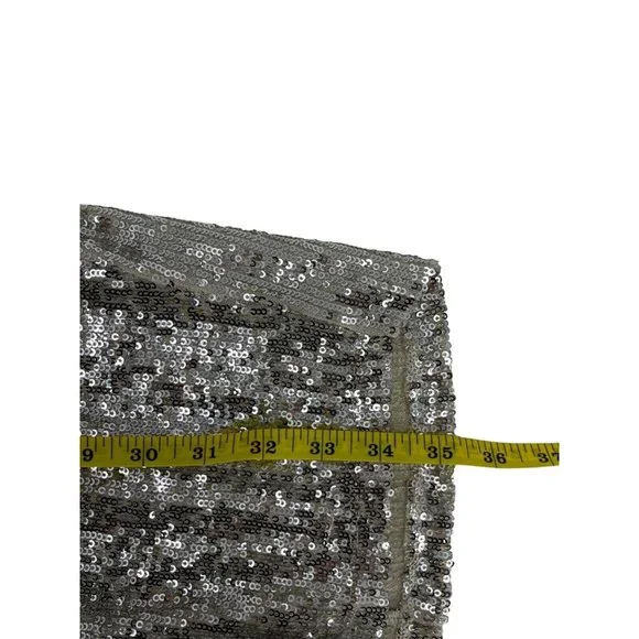 NWT Express Women's Long Sleeve Silver Sequin V Neck Cocktail Party Dress XS - Picture 15 of 15